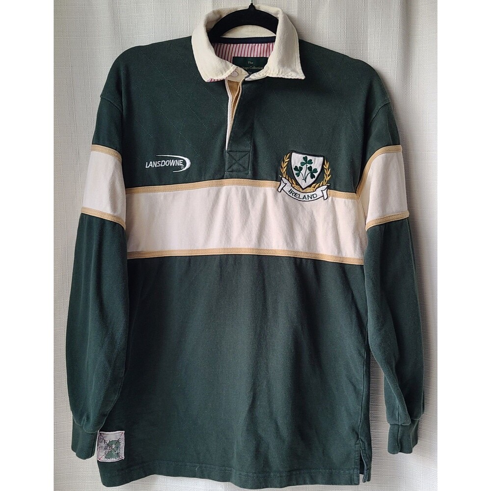 Vintage Lansdowne Ireland Rugby Men's Small Green Long Sleeve Cotton Heritage